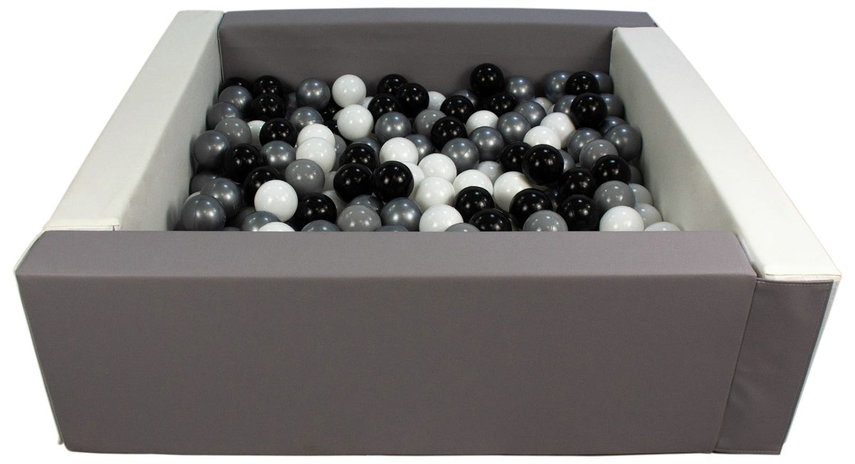 Grey and White Square eco-leather ball pit with 300 balls
