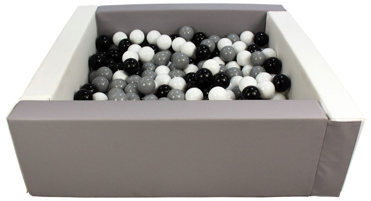 Grey and White Square eco-leather ball pit with 300 balls