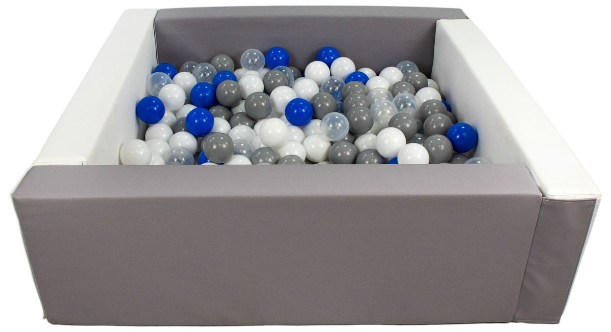 Grey and White Square eco-leather ball pit with 300 balls