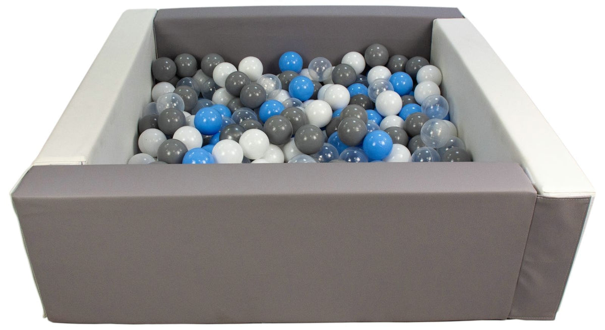 Grey and White Square eco-leather ball pit with 300 balls