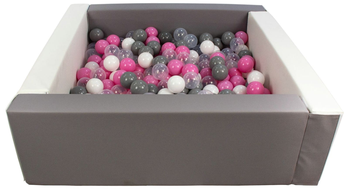 Grey and White Square eco-leather ball pit with 300 balls