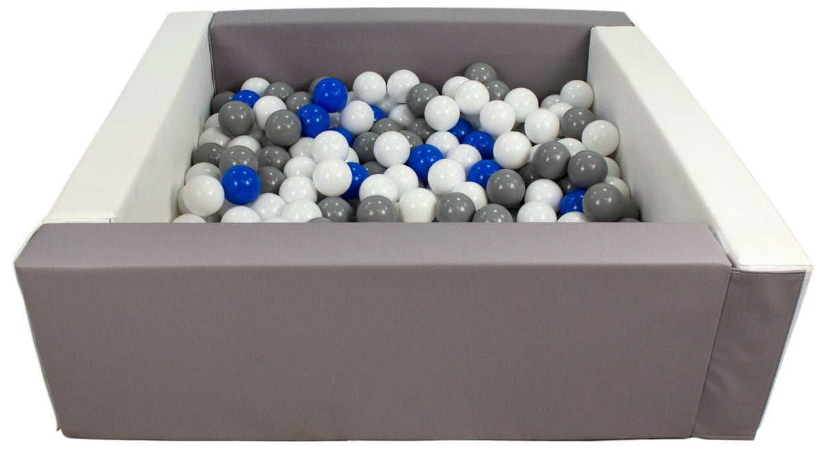 Grey and White Square eco-leather ball pit with 300 balls