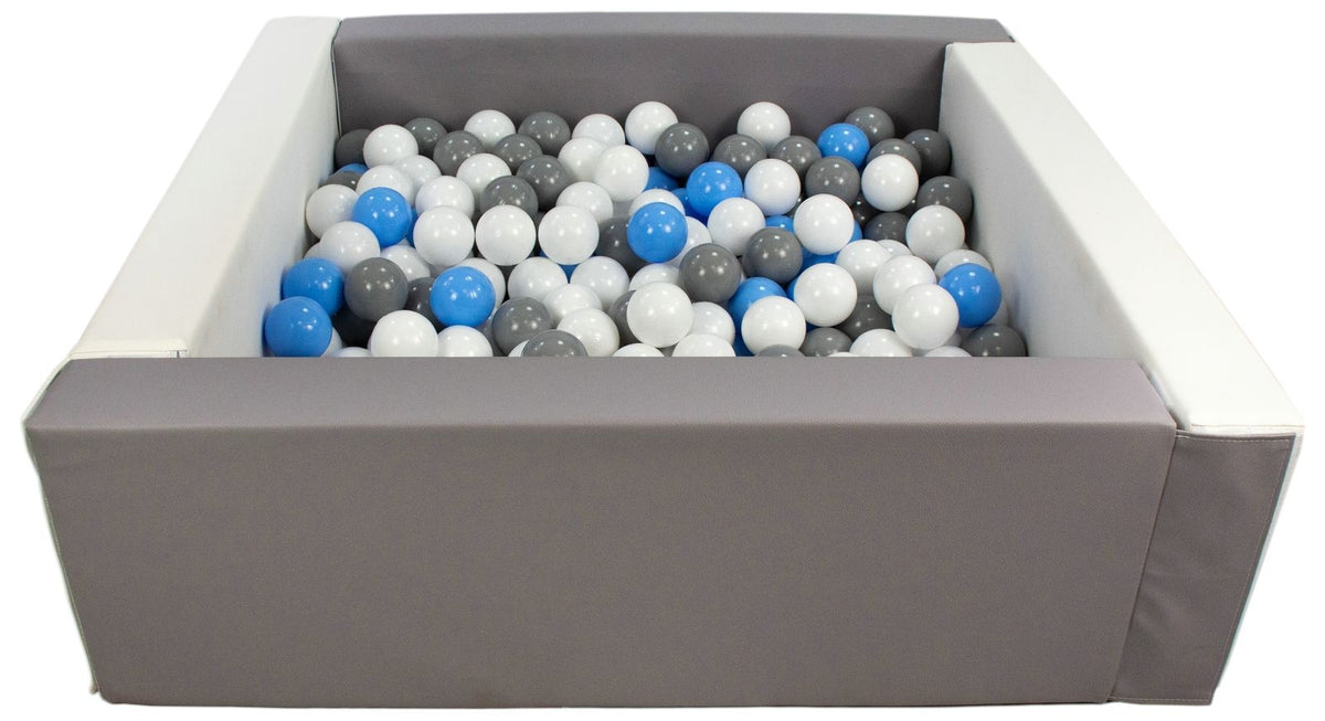 Grey and White Square eco-leather ball pit with 300 balls