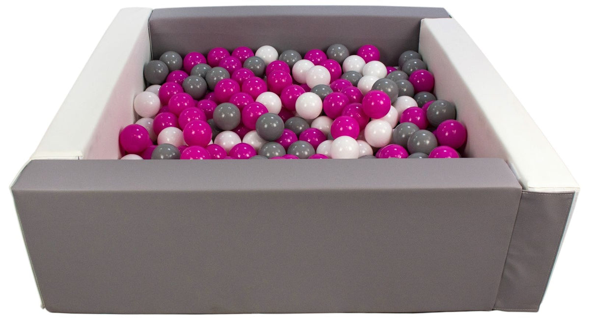 Grey and White Square eco-leather ball pit with 300 balls