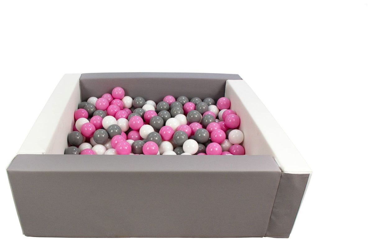 Grey and White Square eco-leather ball pit with 300 balls