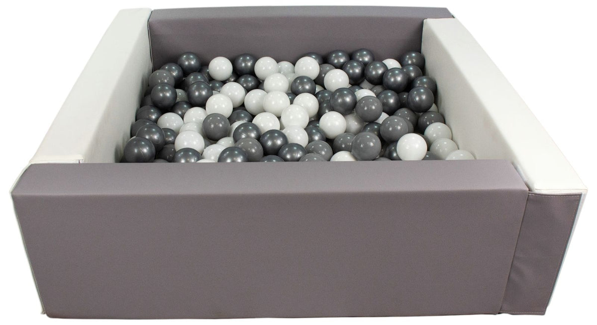 Grey and White Square eco-leather ball pit with 300 balls