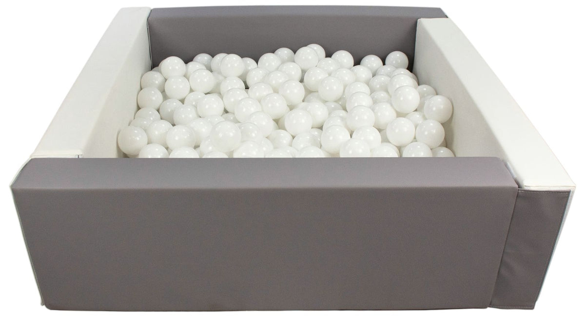 Grey and White Square eco-leather ball pit with 300 balls