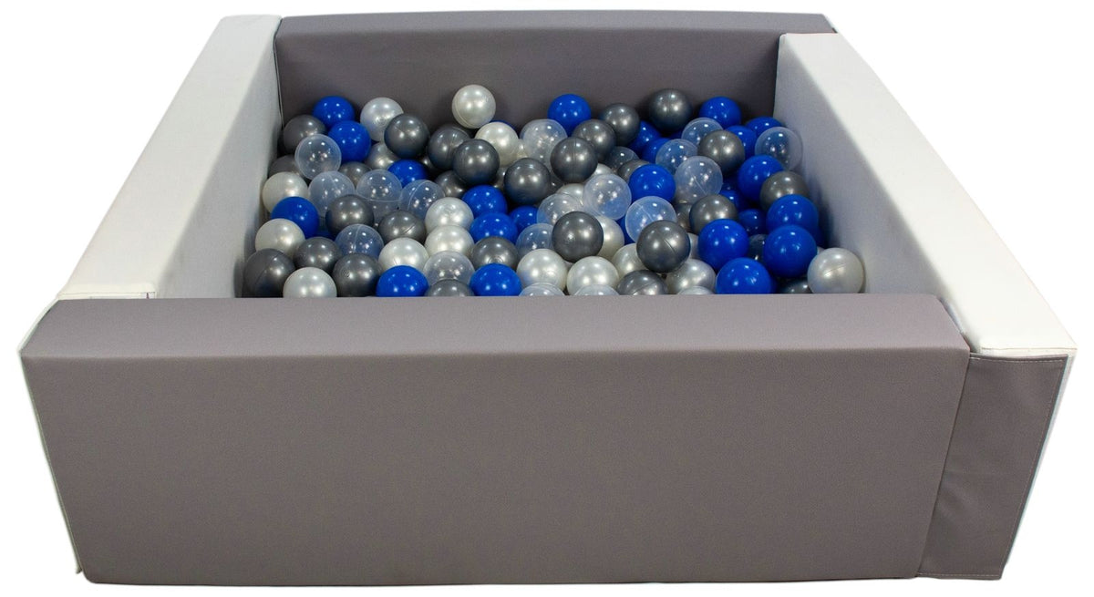 Grey and White Square eco-leather ball pit with 300 balls