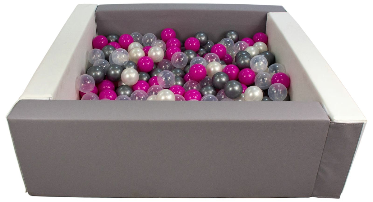 Grey and White Square eco-leather ball pit with 300 balls