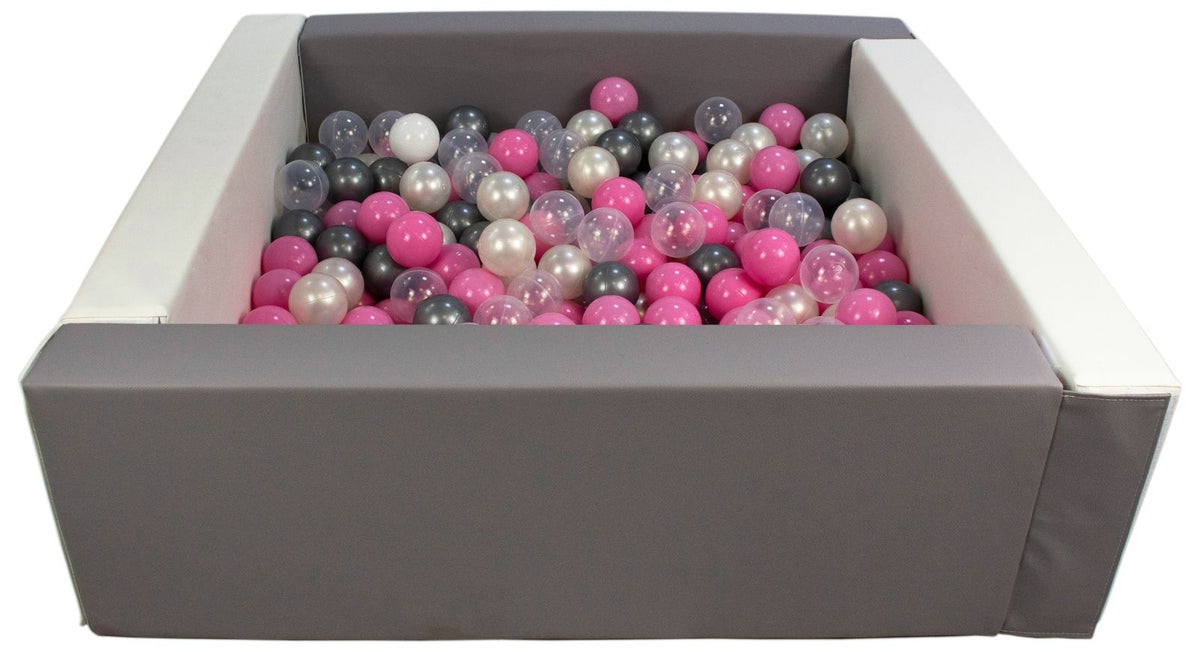 Grey and White Square eco-leather ball pit with 300 balls