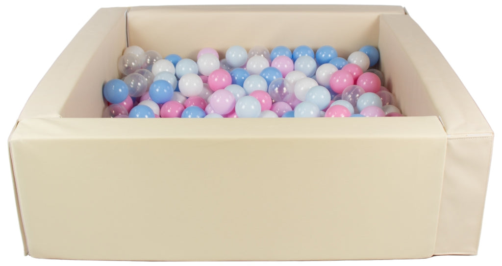 Cappuccino Square eco-leather ball pit with 300 balls