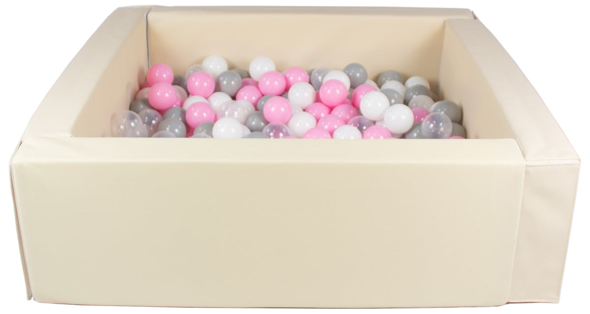 Cappuccino Square eco-leather ball pit with 300 balls