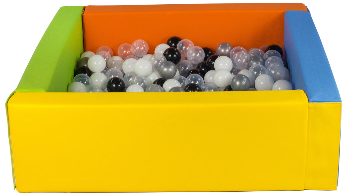 Yellow, Green, Blue, Orange Square eco-leather ball pit with 300 balls