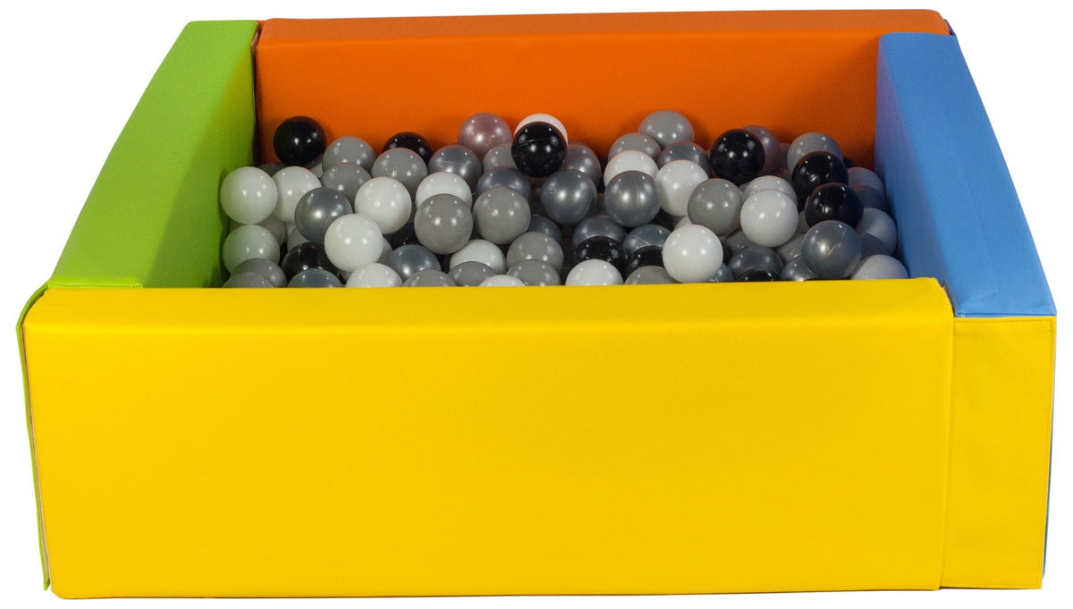 Yellow, Green, Blue, Orange Square eco-leather ball pit with 300 balls