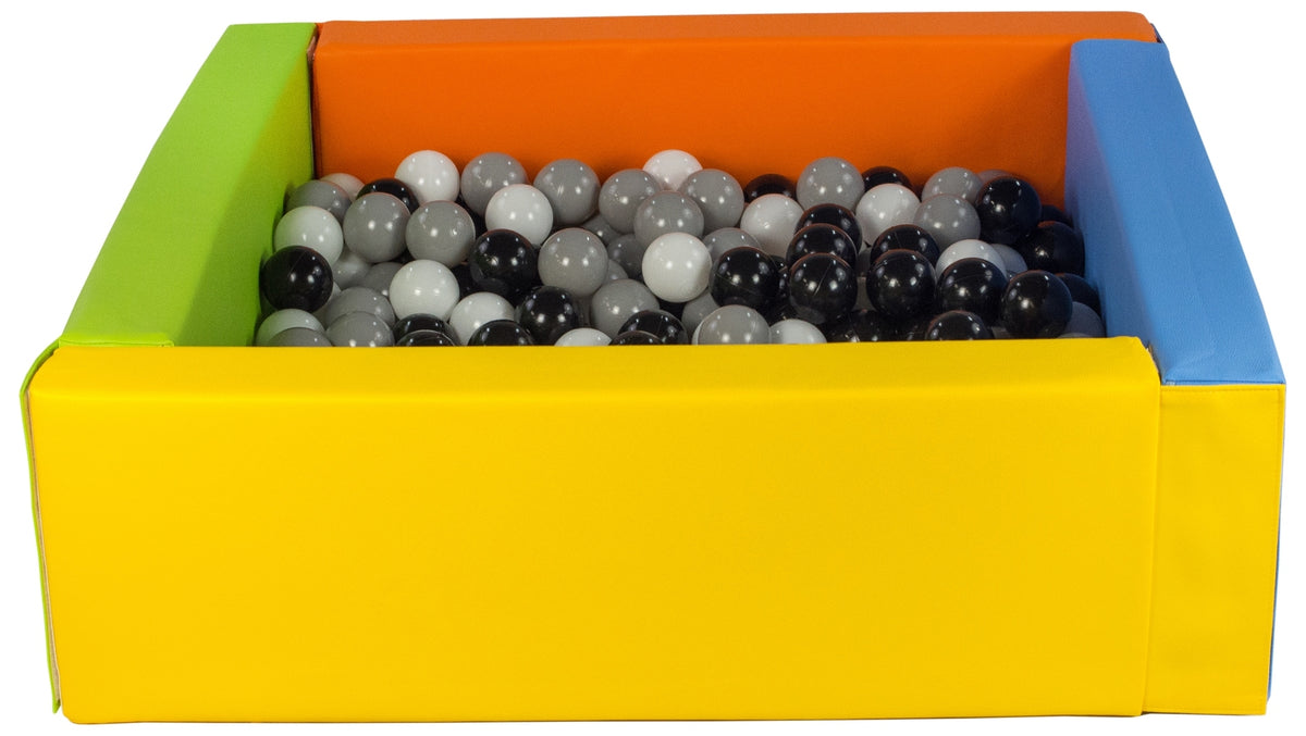Yellow, Green, Blue, Orange Square eco-leather ball pit with 300 balls