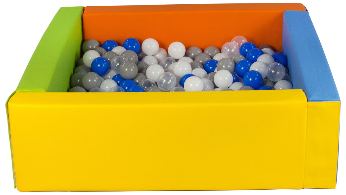 Yellow, Green, Blue, Orange Square eco-leather ball pit with 300 balls