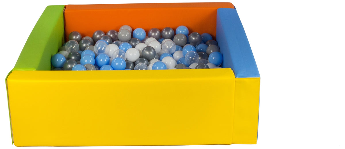Yellow, Green, Blue, Orange Square eco-leather ball pit with 300 balls