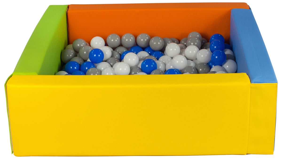 Yellow, Green, Blue, Orange Square eco-leather ball pit with 300 balls