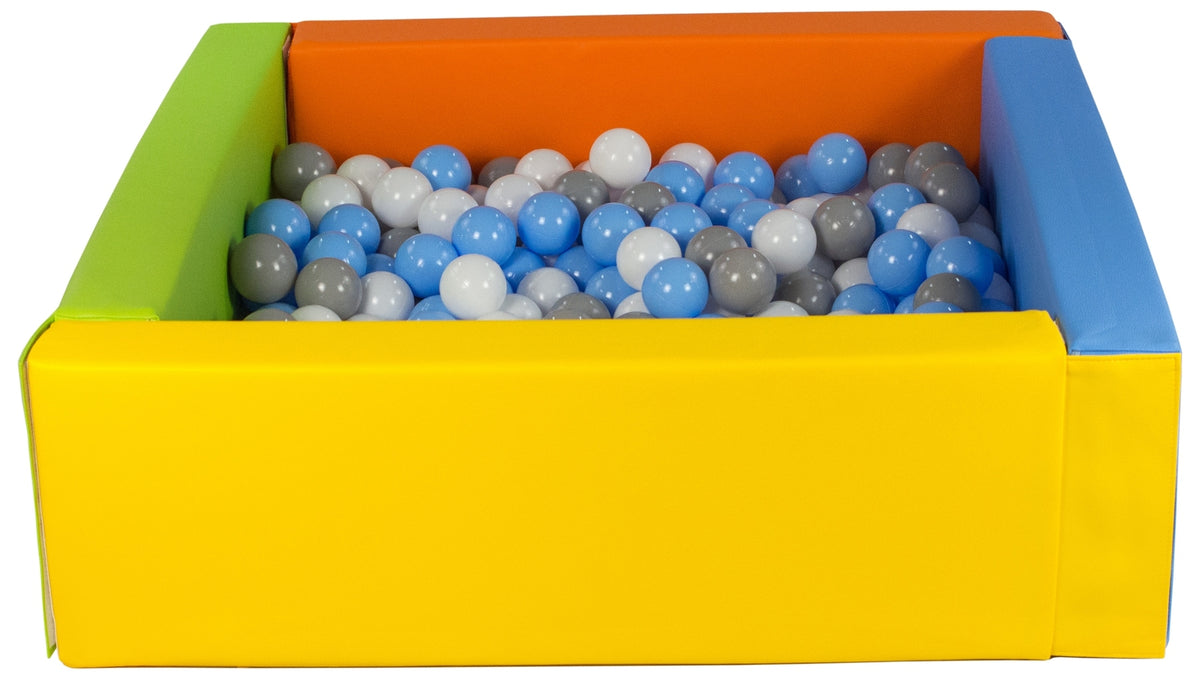 Yellow, Green, Blue, Orange Square eco-leather ball pit with 300 balls