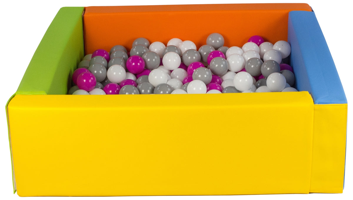 Yellow, Green, Blue, Orange Square eco-leather ball pit with 300 balls