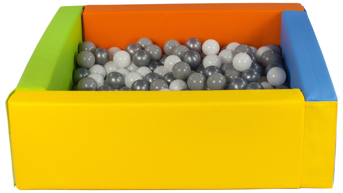 Yellow, Green, Blue, Orange Square eco-leather ball pit with 300 balls