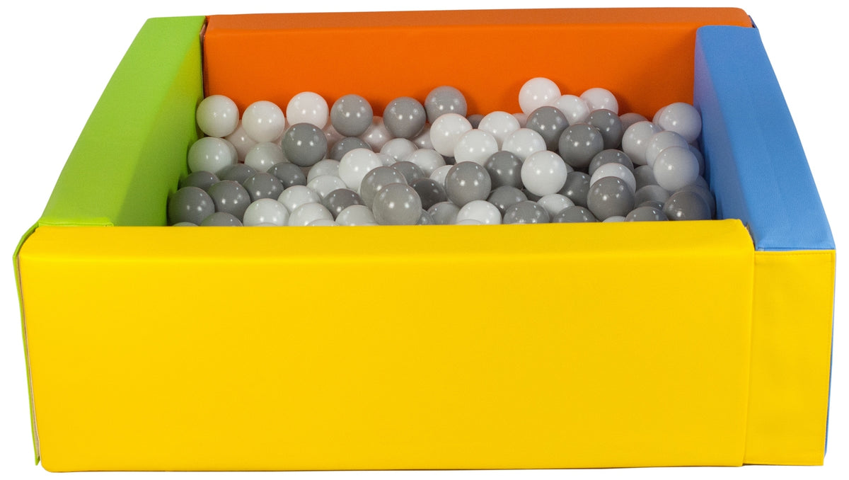 Yellow, Green, Blue, Orange Square eco-leather ball pit with 300 balls