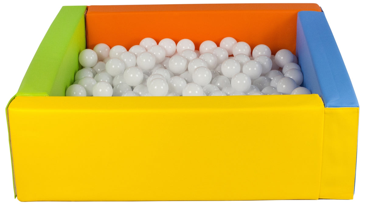 Yellow, Green, Blue, Orange Square eco-leather ball pit with 300 balls