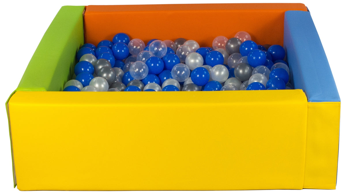 Yellow, Green, Blue, Orange Square eco-leather ball pit with 300 balls
