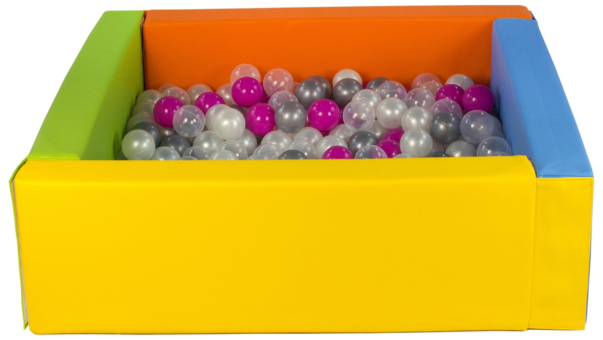 Yellow, Green, Blue, Orange Square eco-leather ball pit with 300 balls