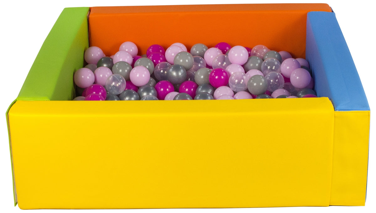 Yellow, Green, Blue, Orange Square eco-leather ball pit with 300 balls
