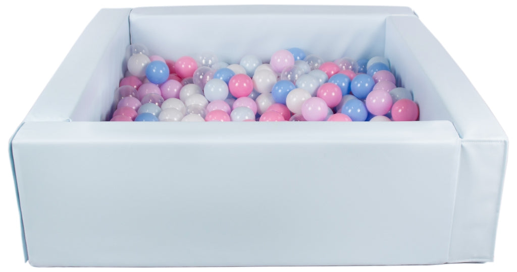 Blue Pastel Square eco-leather ball pit with 300 balls
