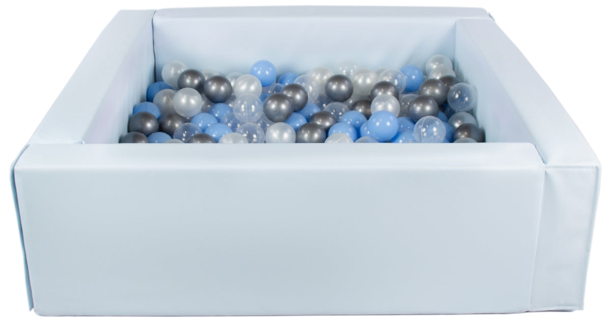 Blue Pastel Square eco-leather ball pit with 300 balls