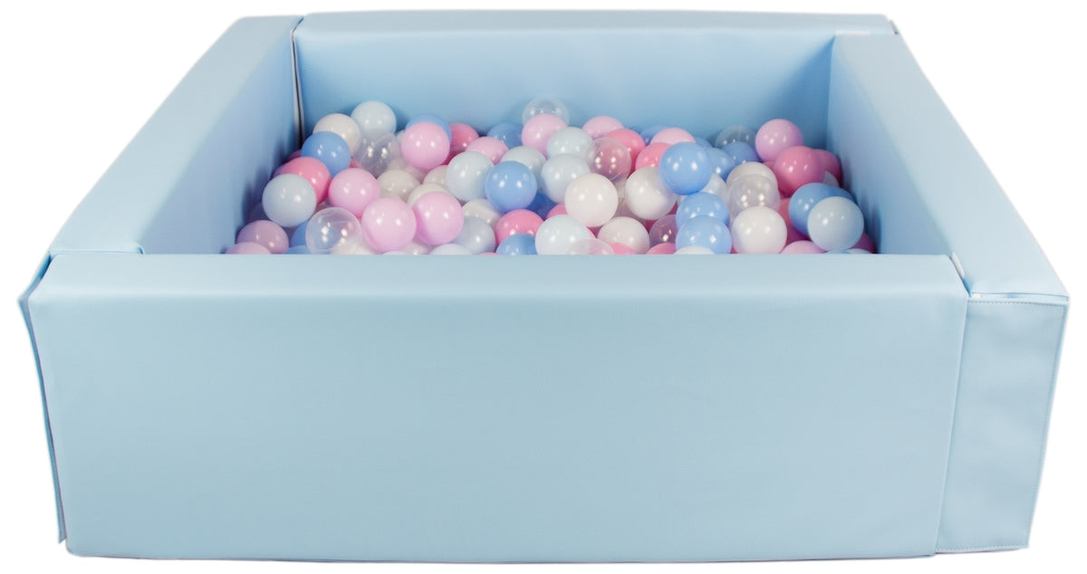 Baby Blue Pastel Square eco-leather ball pit with 300 balls