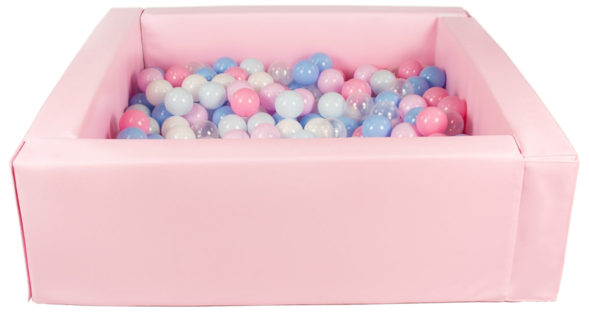 Pink Pastel Square eco-leather ball pit with 300 balls