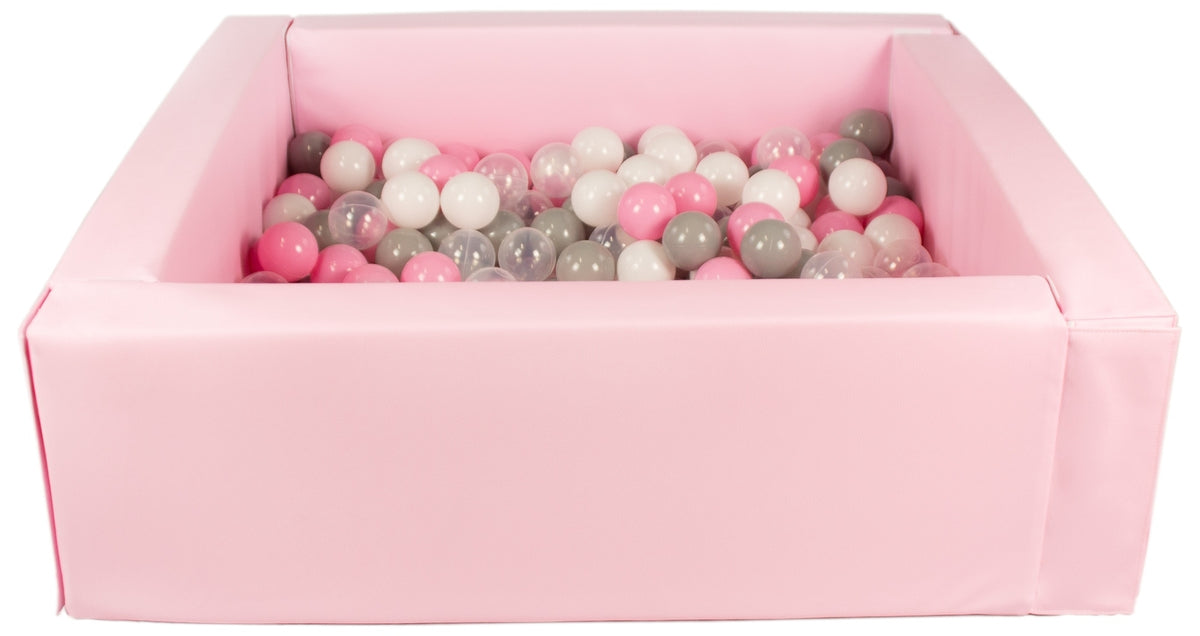 Pink Pastel Square eco-leather ball pit with 300 balls