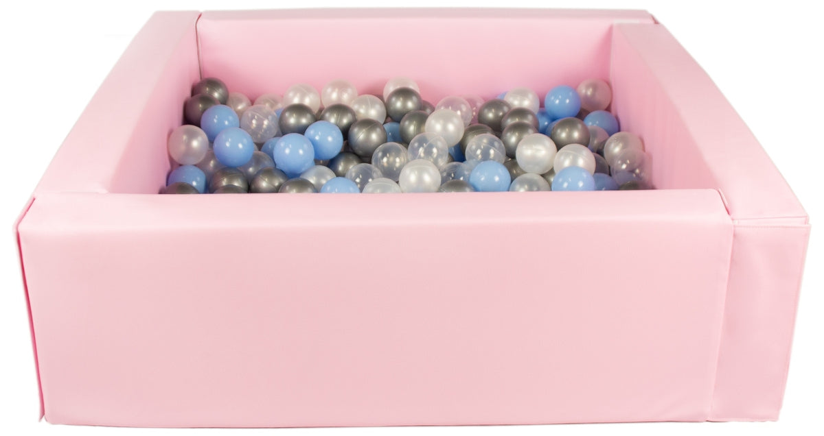 Pink Pastel Square eco-leather ball pit with 300 balls