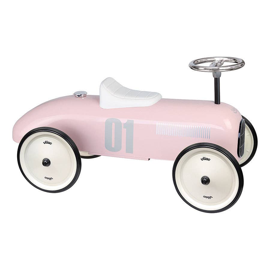Vilac Vintage Ride-On Car - Classic Metal Children's Racing Car: Light Pink